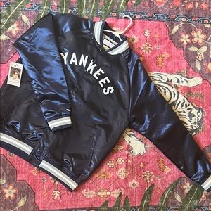 Mitchell & Ness Navy Satin Snap Yankees Jacket
